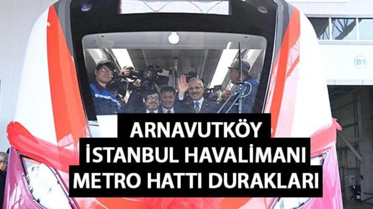 Arrêts de la ligne de métro Arnavutköy – Aéroport d'Istanbul… Noms des arrêts de l'aéroport d'Arnavutköy d'Istanbul