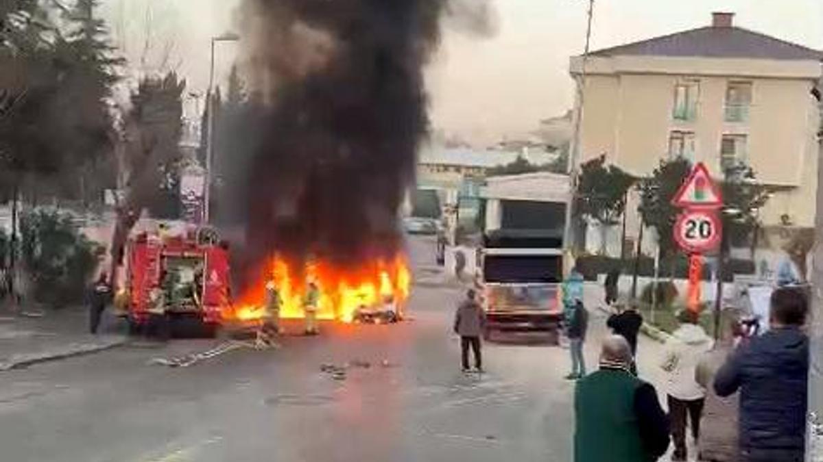 Images d'Avcılar! La flamme est revenue au ballon: 7 a frappé le véhicule