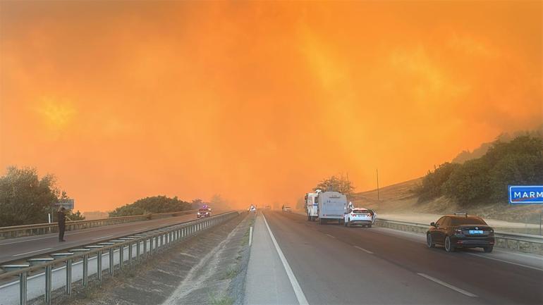 Force Fire à Bursa Yenişehir ... La route a été fermée à la circulation