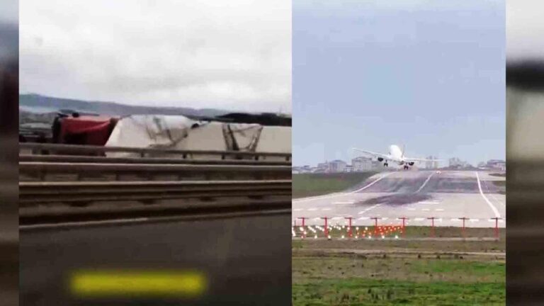 Voici l'intensité de la tempête : Camions renversés, piste d'atterrissage passée !